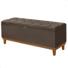 Recamier Baú Dubai Veludo Marrom Casal 1,30m Estofado Base Madeira