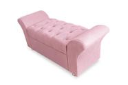 Recamier Baú Estofado Com Capitonê Veneza 195 cm Suede Rosa Bebe - INCASA DECOR