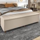 Recamier Baú Estofado Queen 160cm Horus Veludo Bege Z04 - Mpozenato