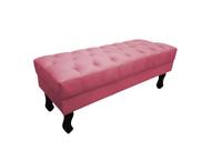 Recamier Baú Luis Xv Capitonê Retrô 100 cm Suede Rosa Mz Decor
