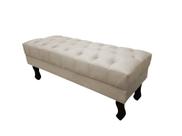 Recamier Baú Luis Xv Capitonê Retrô 120 cm Couro Bege Ms Decor