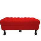 Recamier Baú Luis Xv Capitonê Retrô 160cm Suede Vermelho Pés Madeira Mz Decor