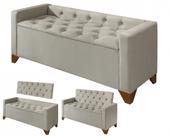 Recamier Baú Luxo Banco Divã Sofá Califórnia 1,30m Moderno Sapateira Para Sala E Quarto