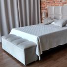 Recamier Baú Módena Bege Suede Liso Queen 160 X 37 X 50