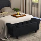 Recamier Baú Puff Estofado Cama Solteiro 90cm Para Quarto Sala Calçadeira Organizador Guarda Objetos com Capitonê Tecido Veludo Envio Já Paris II