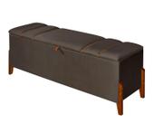 Recamier Baú Roma 150 cm Banco Puff Pés Madeira Decoração Closet Quarto Sala Nicho Caixa Organizador Calçadeira Roupas Retangular Elegante Penteadeira