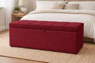 Recamier Calçadeira Baú Carla Para Quarto Cama Queen 160 cm Suede Bordo Eli Móveis e Decoração