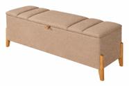 Recamier Calçadeira Baú Para Quarto Pés Em Madeira Luxo Decorativo Estofado Casal 140 cm Bege Eli Móveis e Decoração