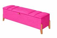 Recamier Calçadeira Baú Para Quarto Pés Em Madeira Luxo Decorativo Estofado Casal 140 cm Rosa Pink Lar Móveis Decoração