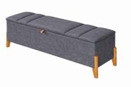 Recamier Calçadeira Baú Para Quarto Pés Em Madeira Luxo Decorativo Estofado Casal Queen 160 cm Cinza Lar Móveis e Decora Recamier Calçadeira Baú Para Quarto Pés Em Madeira Luxo Decorativo Estofado Casal Queen 160 cm Cinza Lar Móveis e Decora