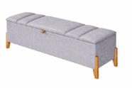 Recamier Calçadeira Baú Para Quarto Pés Em Madeira Luxo Decorativo Estofado Queen 160 cm Prata Lar Móveis Decoração