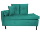 Recamier Calçadeira Cancun 1,38 cm Suede Azul Turquesa - Casa & Estofados