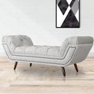Recamier Calçadeira Estofado Sienna Solteiro 90 Cm Linho Bege - LM DECOR