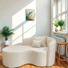 Recamier Curvo Orgânico 150cm 2 Lugares Lado Esquerdo para Sala de Estar Linho Londres Bege