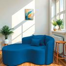 Recamier Curvo Orgânico 150cm 2 Lugares Lado Esquerdo para Sala de Estar Linho Londres