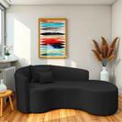 Recamier Curvo Orgânico 180cm 3 Lugares Lado Direito para Sala de Estar Bouclé Londres Preto Recamier Curvo Orgânico 180cm 3 Lugares Lado Direito para Sala de Estar Bouclé Londres Preto
