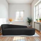Recamier Curvo Orgânico 180cm 3 Lugares Lado Direito para Sala de Estar em Linho Paris Preto