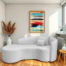 Recamier Curvo Orgânico 180cm 3 Lugares Lado Esquerdo para Sala de Estar Bouclé Londres Branco