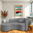 Recamier Curvo Orgânico 180cm 3 Lugares Lado Esquerdo para Sala de Estar Bouclé Londres Cinza Recamier Curvo Orgânico 180cm 3 Lugares Lado Esquerdo para Sala de Estar Bouclé Londres Cinza