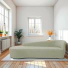 Recamier Curvo Orgânico 180cm 3 Lugares Lado Esquerdo para Sala de Estar Bouclé Paris