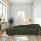 Recamier Curvo Orgânico 180cm 3 Lugares Lado Esquerdo para Sala de Estar Linho Paris