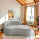 Recamier Curvo Orgânico 200cm 3 Lugares Lado Direito para Sala ou Quarto Linho Japão Recamier Curvo Orgânico 200cm 3 Lugares Lado Direito para Sala ou Quarto Linho Japão