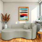 Recamier Curvo Orgânico 200cm 3 Lugares Lado Esquerdo para Sala de Estar Bouclé Londres Verde Oliva