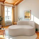 Recamier Curvo Orgânico 200cm 3 Lugares Lado Esquerdo para Sala ou Quarto Linho Japão Recamier Curvo Orgânico 200cm 3 Lugares Lado Esquerdo para Sala ou Quarto Linho Japão