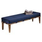 Recamier Decorativo 140cm Martínez Veludo Pés Madeira Azul/Mel G62 - Gran Belo