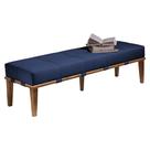 Recamier Decorativo 160cm Martínez Veludo Pés Madeira Azul/Mel G62 - Gran Belo