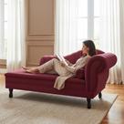 Recamier Decorativo Divã Amsterdã 147cm Lado Esquerdo Suede Marsala