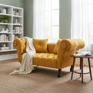 Recamier Decorativo Divã Dubai Couro Amarelo Pés Madeira Ms Decor Recamier Decorativo Divã Dubai Couro Amarelo Pés Madeira Ms Decor