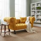 Recamier Decorativo Divã Dubai Couro Amarelo Pés Madeira Mz Decor
