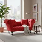 Recamier Decorativo Divã Dubai Couro Vermelho Pés Madeira Mz Decor