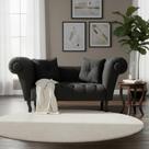 Recamier Decorativo Divã Dubai Suede Preto Pés Madeira Mz Decor Recamier Decorativo Divã Dubai Suede Preto Pés Madeira Mz Decor