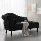 Recamier Decorativo Divã Larissa Lado Direito Couro Preto Pés Madeira Ms Decor