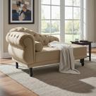 Recamier Decorativo Divã Larissa Lado Direito Suede Capuccino Pés Madeira Ms Decor