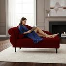 Recamier Decorativo Divã Larissa Lado Direito Suede Marsala Pés Madeira Mz Decor