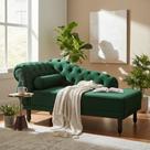 Recamier Decorativo Divã Larissa Lado Direito Suede Verde Pés Madeira Ms Decor