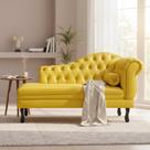 Recamier Decorativo Divã Larissa Lado Esquerdo Couro Amarelo Pés Madeira Ms Decor