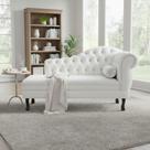Recamier Decorativo Divã Larissa Lado Esquerdo Couro Branco Pés Madeira Ms Decor