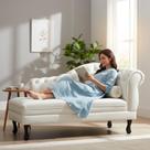Recamier Decorativo Divã Larissa Lado Esquerdo Couro Branco Pés Madeira Mz Decor Recamier Decorativo Divã Larissa Lado Esquerdo Couro Branco Pés Madeira Mz Decor