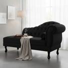 Recamier Decorativo Divã Larissa Lado Esquerdo Couro Preto Pés Madeira Ms Decor Recamier Decorativo Divã Larissa Lado Esquerdo Couro Preto Pés Madeira Ms Decor