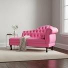 Recamier Decorativo Divã Larissa Lado Esquerdo Couro Rosa Pink Pés Madeira Ms Decor