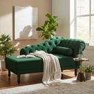 Recamier Decorativo Divã Larissa Lado Esquerdo Suede Verde Pés Madeira Ms Decor