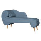 Recamier Decorativo Divã Melissa Lado Direito Linho Azul Marinho Pés Madeira Mz Decor
