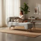 Recamier Decorativo Divã Melissa Lado Direito Linho Bege Pés Madeira Mz Decor Recamier Decorativo Divã Melissa Lado Direito Linho Bege Pés Madeira Mz Decor