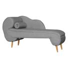 Recamier Decorativo Divã Melissa Lado Direito Linho Cinza Pés Madeira Ms Decor
