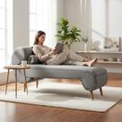 Recamier Decorativo Divã Melissa Lado Direito Linho Cinza Pés Madeira Mz Decor Recamier Decorativo Divã Melissa Lado Direito Linho Cinza Pés Madeira Mz Decor
