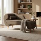 Recamier Decorativo Divã Melissa Lado Direito Linho Marrom Pés Madeira Ms Decor Recamier Decorativo Divã Melissa Lado Direito Linho Marrom Pés Madeira Ms Decor